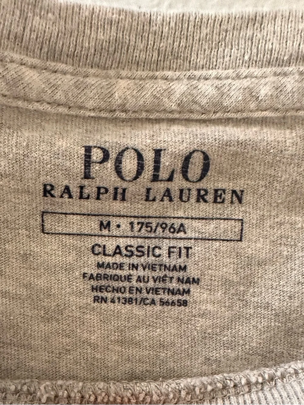 Polo by Ralph Lauren Beige Crewneck Tee with Navy Logo